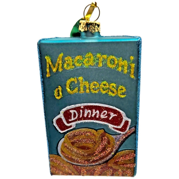 Macaroni And Cheese Box Ornament Food Noodles Glass Christmas Tree Decoration - Picture 1 of 9